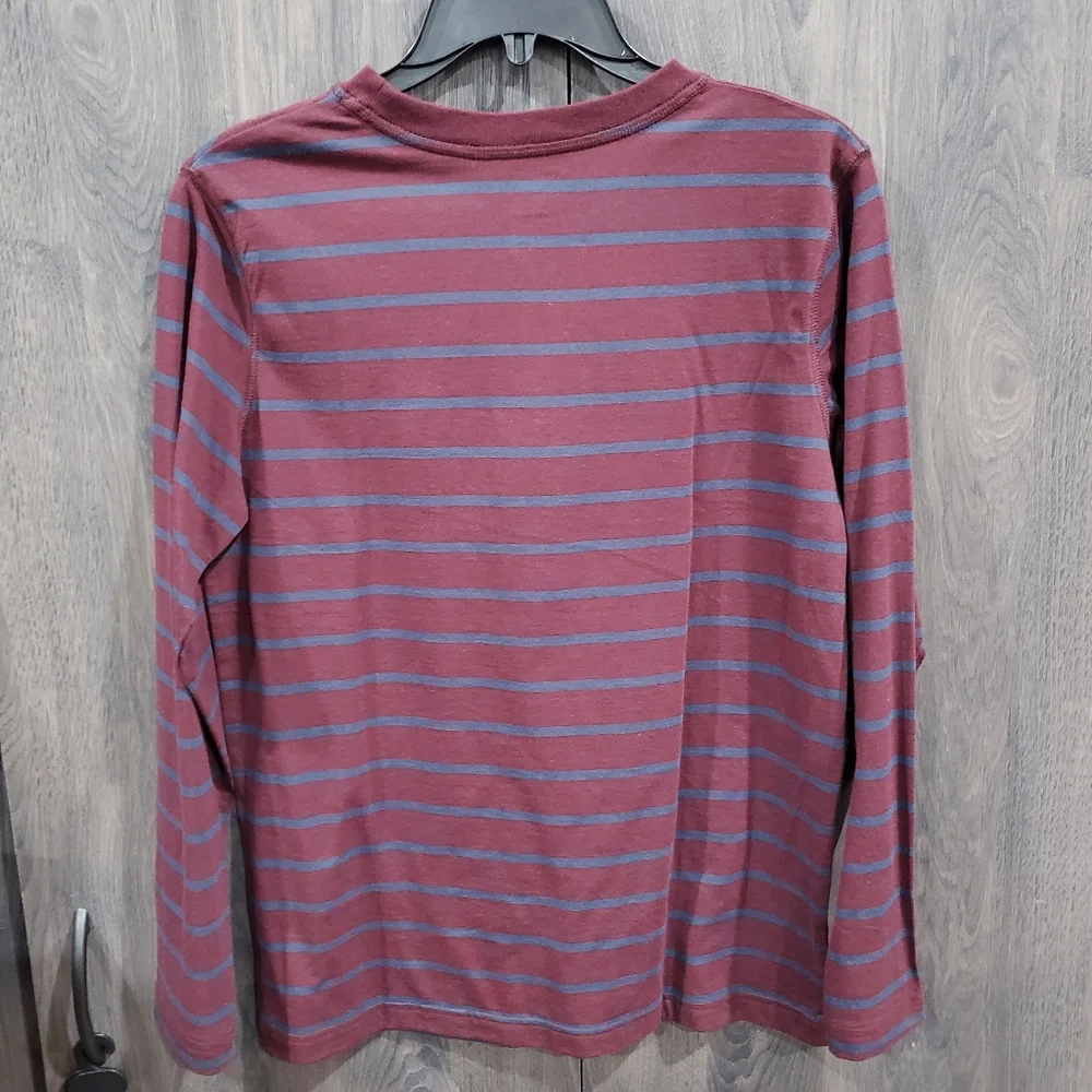 There Abouts Boys Graphic Long Sleeve T-SHIRT Size L 14/16 Husky Tee Burgundy